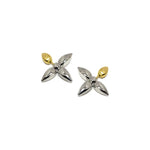 Load image into Gallery viewer, 18KT Gold Plated Two Tone Metallic Petal Drop Earrings, Orla
