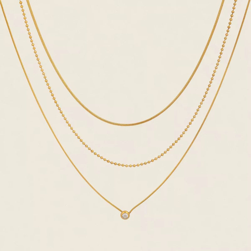 18K Gold Plated Dainty Layered Necklace, Dua