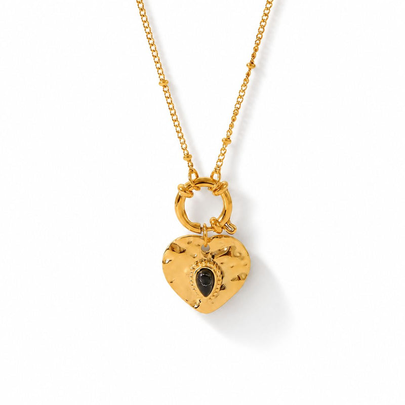 18K Gold Plated Hammered Heart Necklace, Rumi