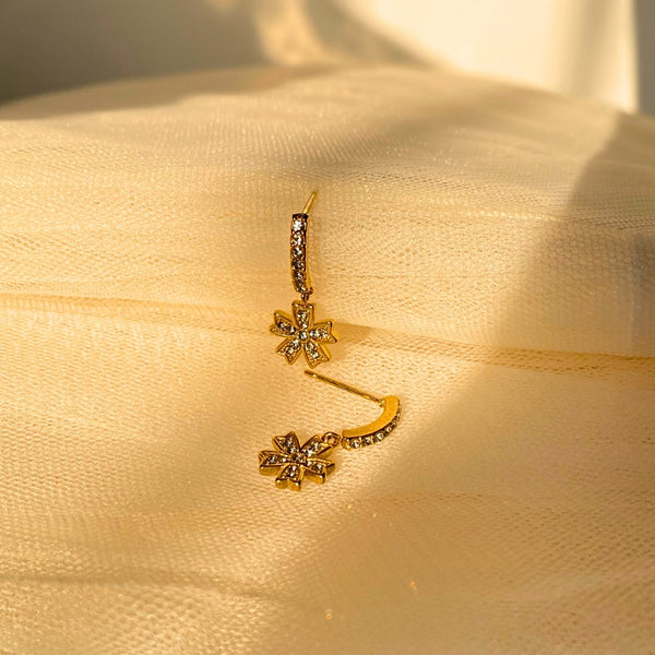 18Kt Gold Plated Clove Zirconia Drop Earrings, Akira - Inaya Accessories