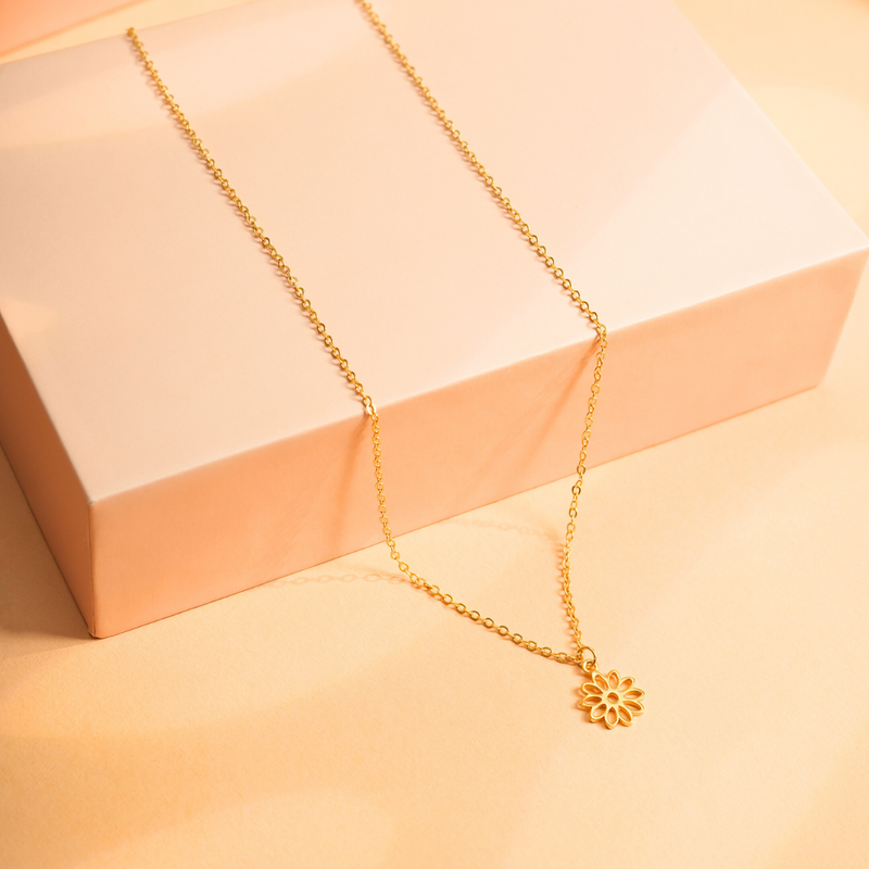 Inaya 18 KT Gold Plated Stainless Steel Personalised Floral Necklace