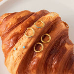 Load image into Gallery viewer, 18KT Gold Plated 3pc Turquoise Hoop &amp; Stud Earring Set, Volt

