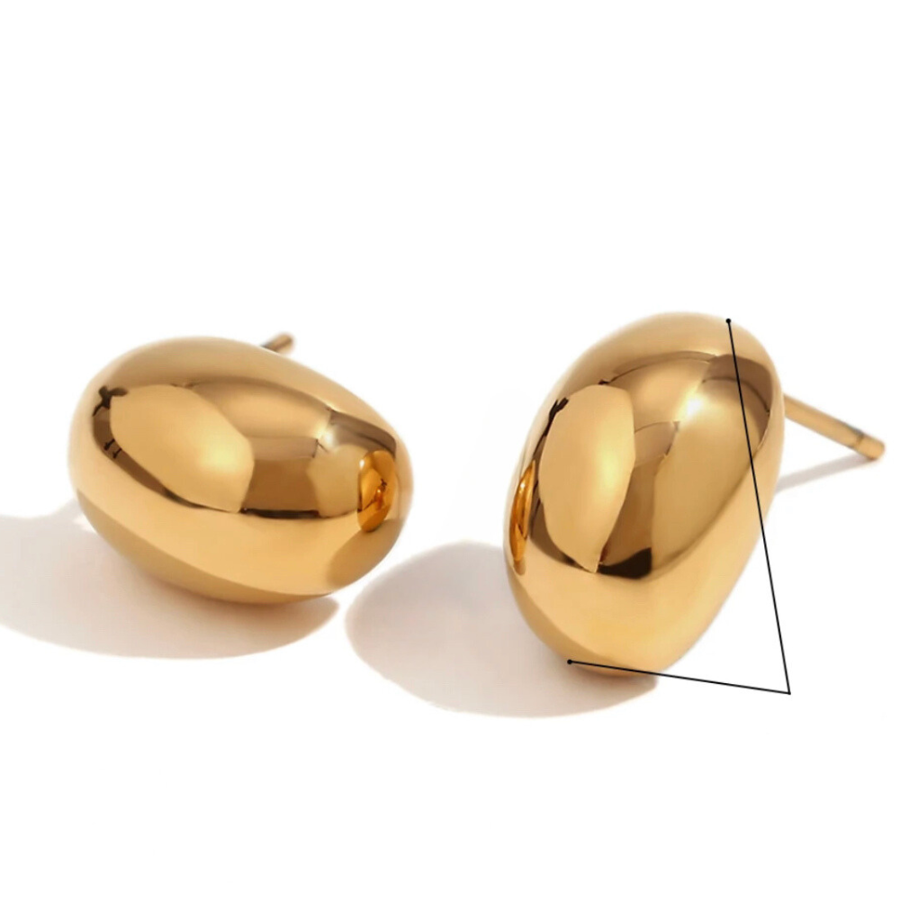 18Kt Gold Plated dainty Monsoon Pebble Stud Earrings, Sandy