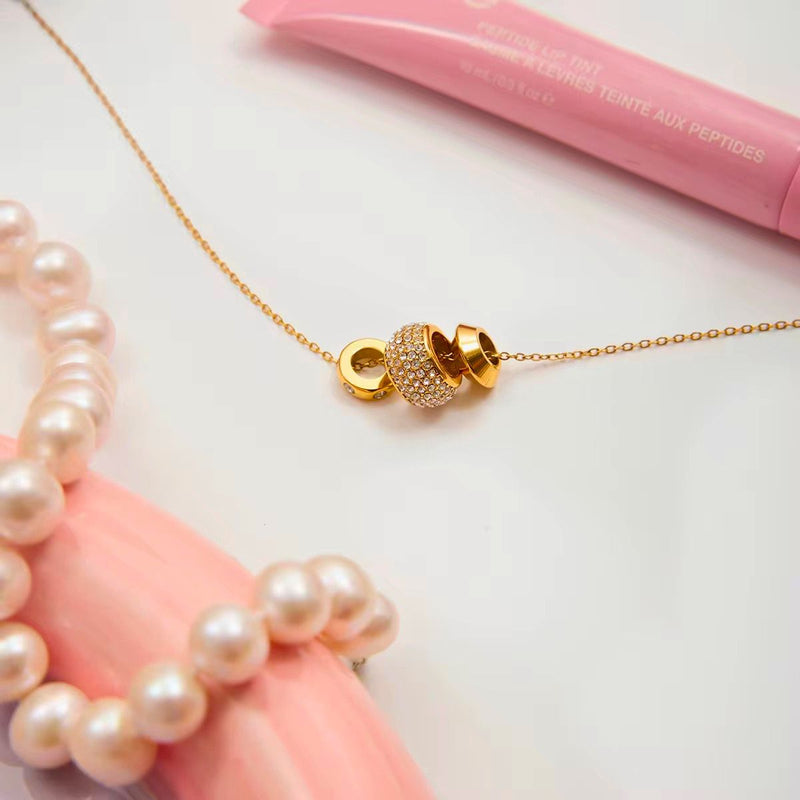 18K Gold Plated Pave Crystal Pendant Chain, Neha