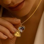Load image into Gallery viewer, 18kt Gold Plated Starstruck Opal Stone Photo Locket Keepsake Necklace, Noor
