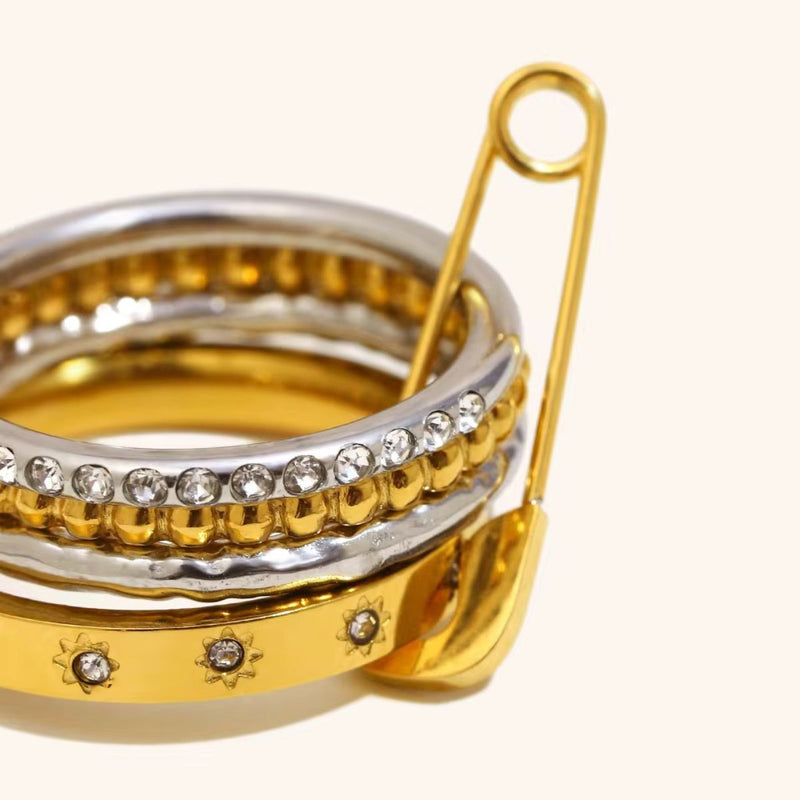 18K Gold Plated Modern Style Ring, Luxe