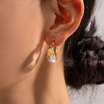 Load image into Gallery viewer, 18kt Gold Plated U Shaped Raisin Hoop Earrings, Gabi - Inaya Accessories
