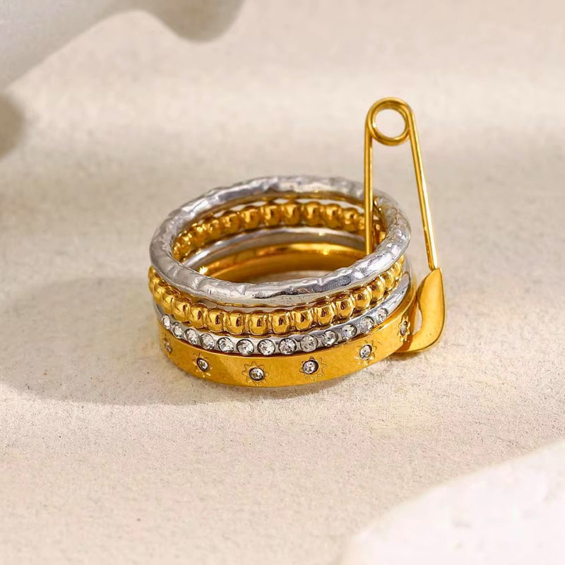 18K Gold Plated Modern Style Ring, Luxe