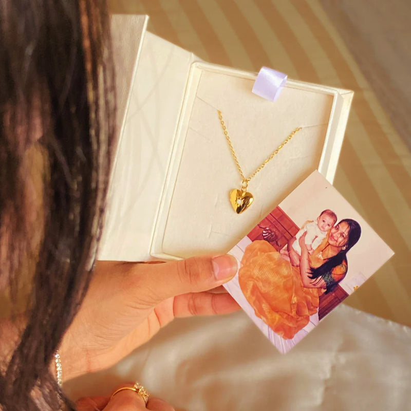 18kt Gold Plated Starstruck Opal Stone Photo Locket Keepsake Necklace, Noor