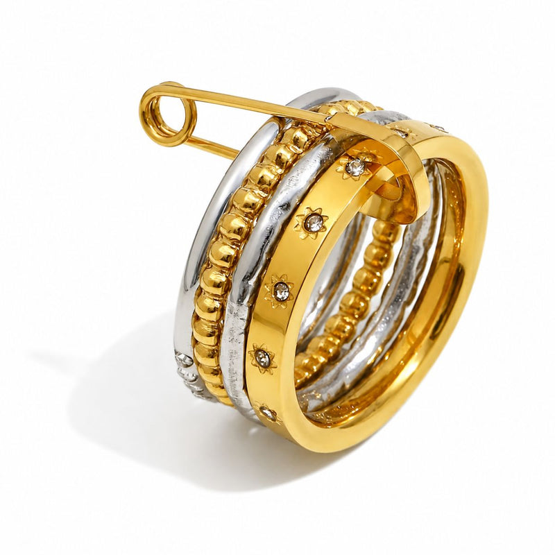 18K Gold Plated Modern Style Ring, Luxe