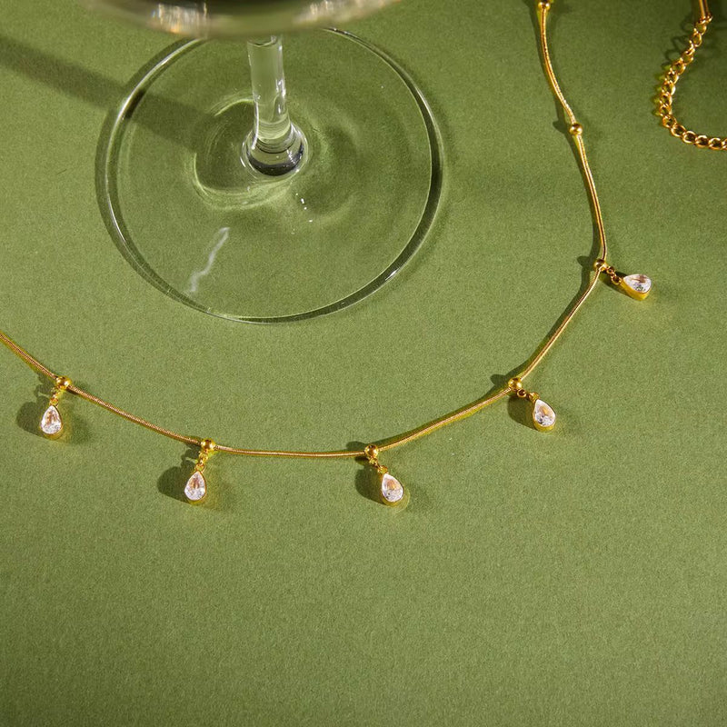 18K Gold Plated Minimalist Crystal Choker, Lila