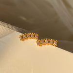 Load image into Gallery viewer, 18Kt Gold Plated Dainty Piercing Inlaid 5 Zircon Stud Earring, Nirvana - Inaya Accessories
