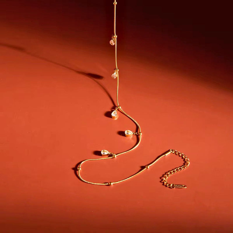 18K Gold Plated Minimalist Crystal Choker, Lila