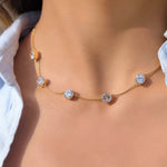 Load image into Gallery viewer, 18K Gold Plated Dainty Crystal Choker Necklace, Valerie
