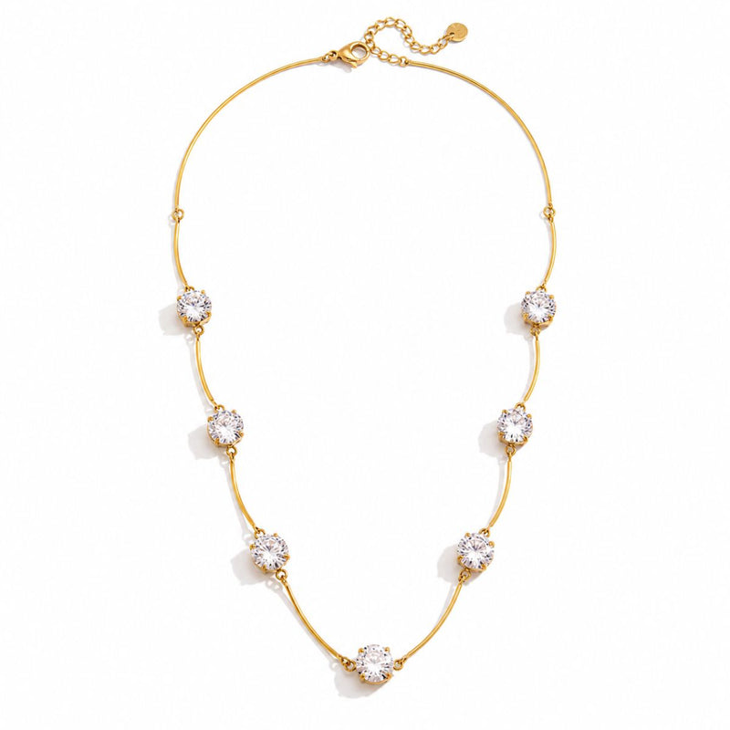 18K Gold Plated Dainty Crystal Choker Necklace, Valerie