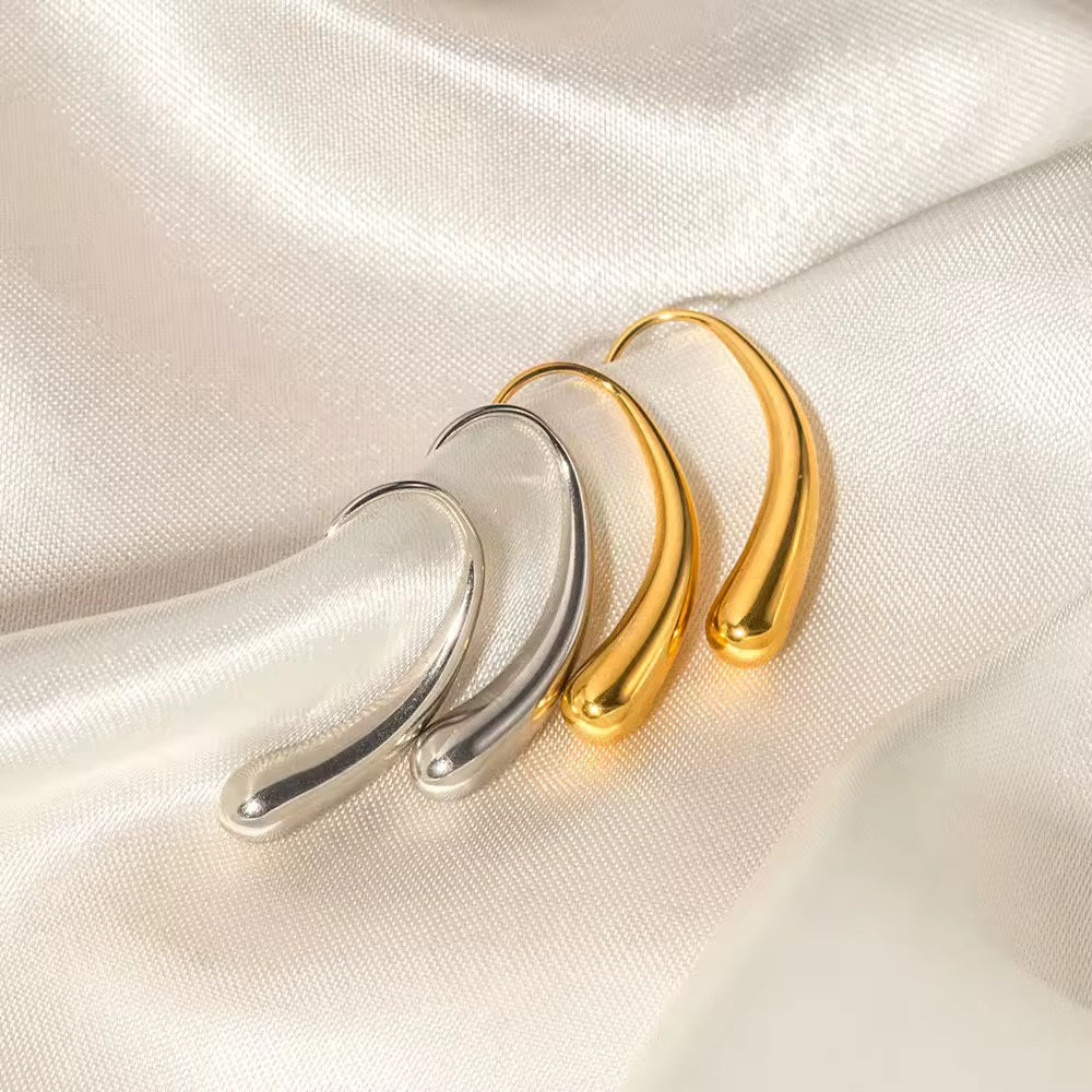 18kt Gold Plated Elongated Water Drop Insert Dangler Earrings, Jheel