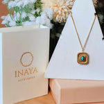 Load image into Gallery viewer, 18kt Gold Plated Geometric Sun &amp; Stone Necklace, Marge
