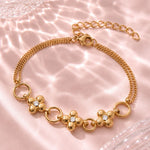 Load image into Gallery viewer, 18K Gold Plated Flower Charm Bracelet, Cecilia
