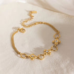 Load image into Gallery viewer, 18K Gold Plated Flower Charm Bracelet, Cecilia
