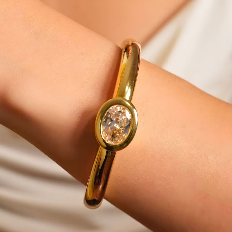 18K Gold Plated Open Cuff Bracelet, Napes (big size)