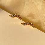 Load image into Gallery viewer, 18Kt Gold Plated Dainty Piercing Inlaid Crown Zircon Stud Earrings, Lotus - Inaya Accessories
