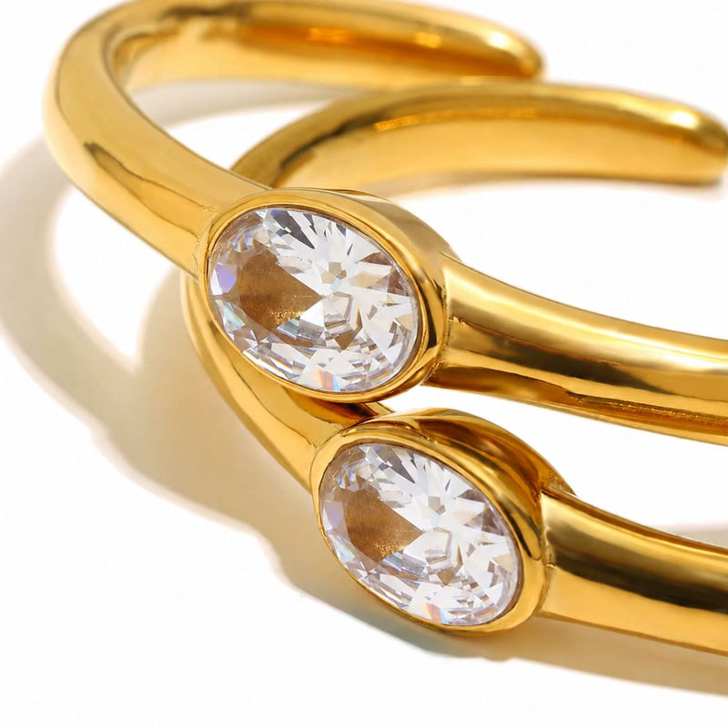 18K Gold Plated Open Cuff Bracelet, Napes (big size)