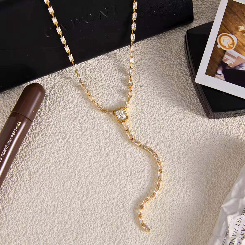 18K Gold Plated Minimalist Lariat Chain Necklace, Betty