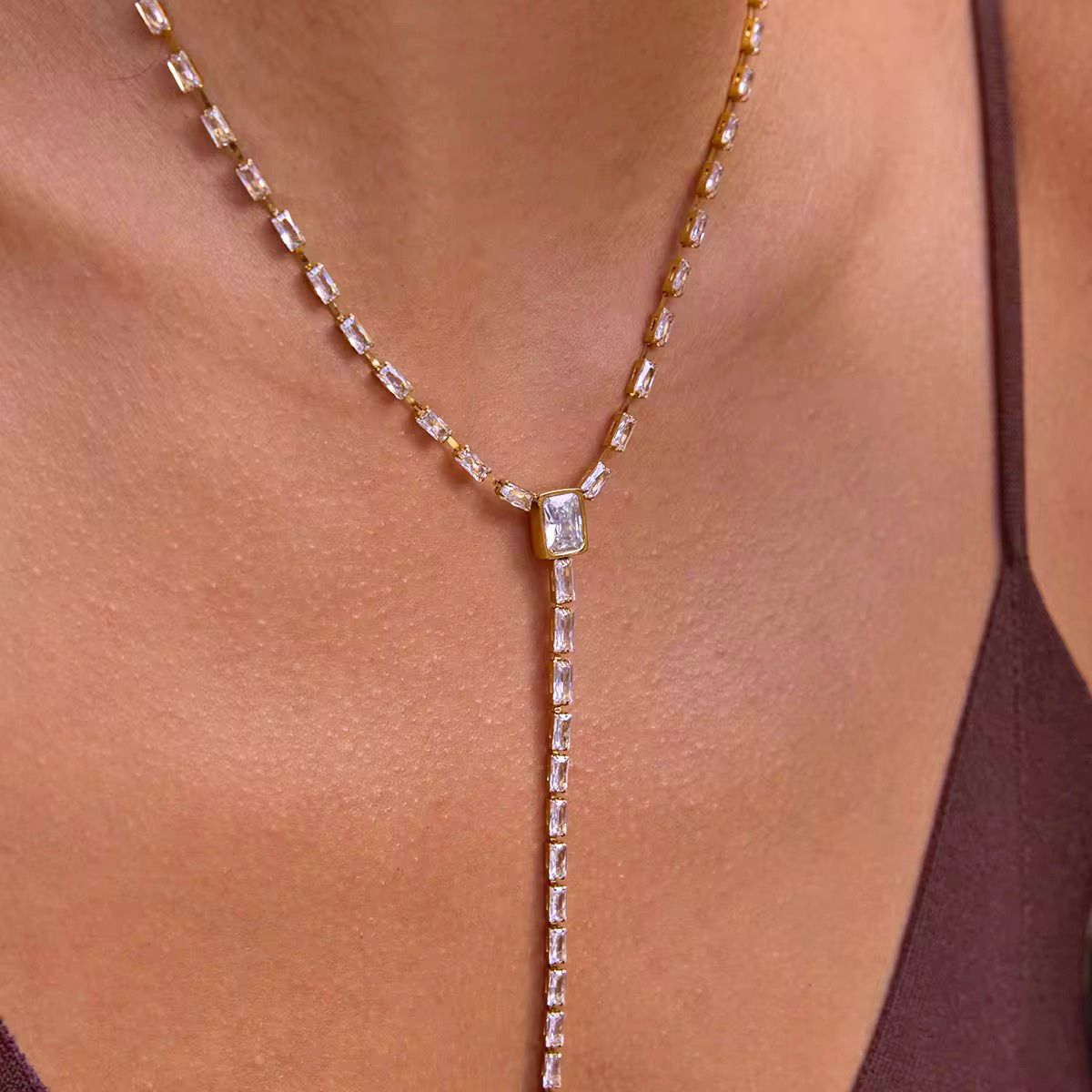 18k gold plated minimalist lariat chain necklace, betty