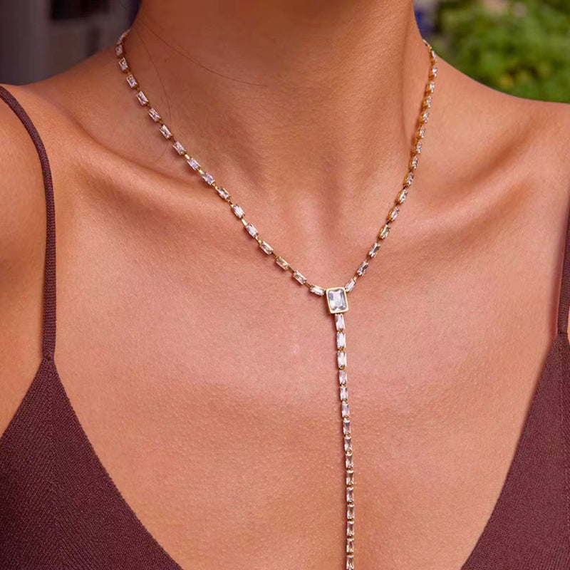 18K Gold Plated Minimalist Lariat Chain Necklace, Betty