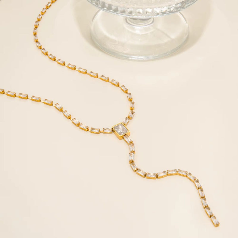 18K Gold Plated Minimalist Lariat Chain Necklace, Betty