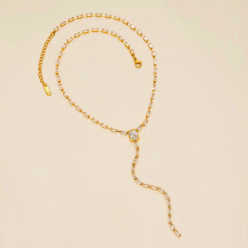 18K Gold Plated Minimalist Lariat Chain Necklace, Betty
