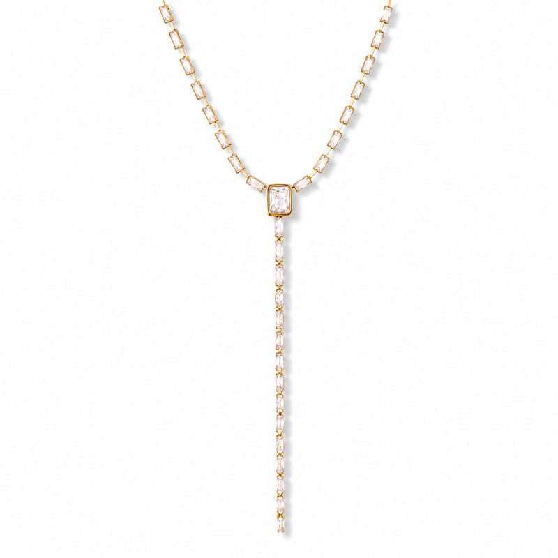 18K Gold Plated Minimalist Lariat Chain Necklace, Betty
