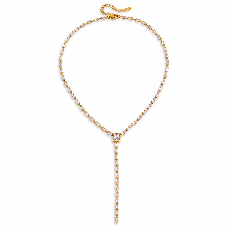 18K Gold Plated Minimalist Lariat Chain Necklace, Betty