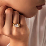 Load image into Gallery viewer, Gold Plated Ribbed Solitaire Ring, Flux
