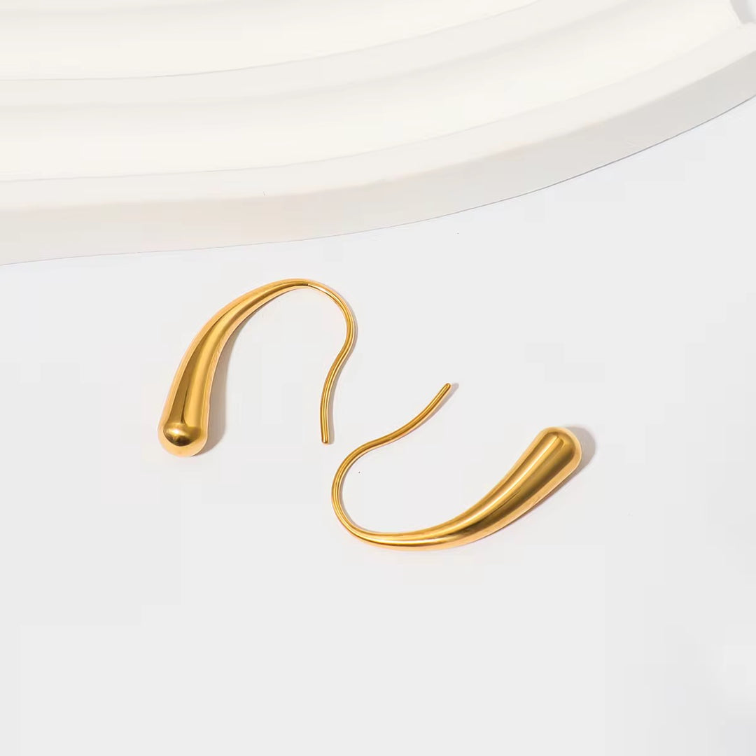 18kt Gold Plated Elongated Water Drop Insert Dangler Earrings, Jheel