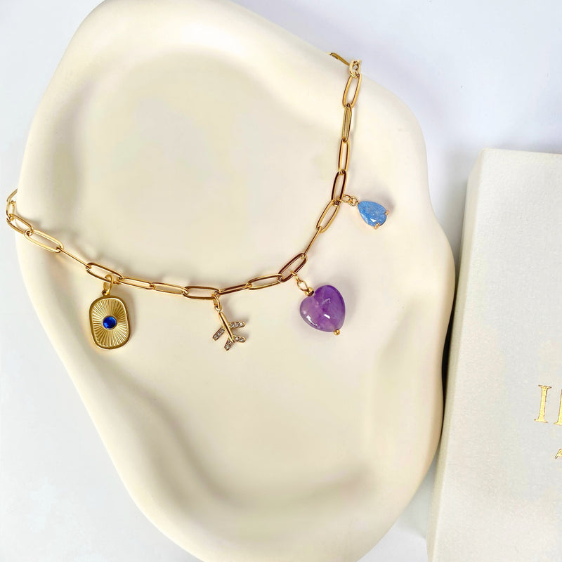 18KT Gold Plated All Over Personalised Charm Necklace