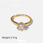 Load image into Gallery viewer, 18kt Gold Plated Cubic Zirconia Paved Solitaire Ring, Orion