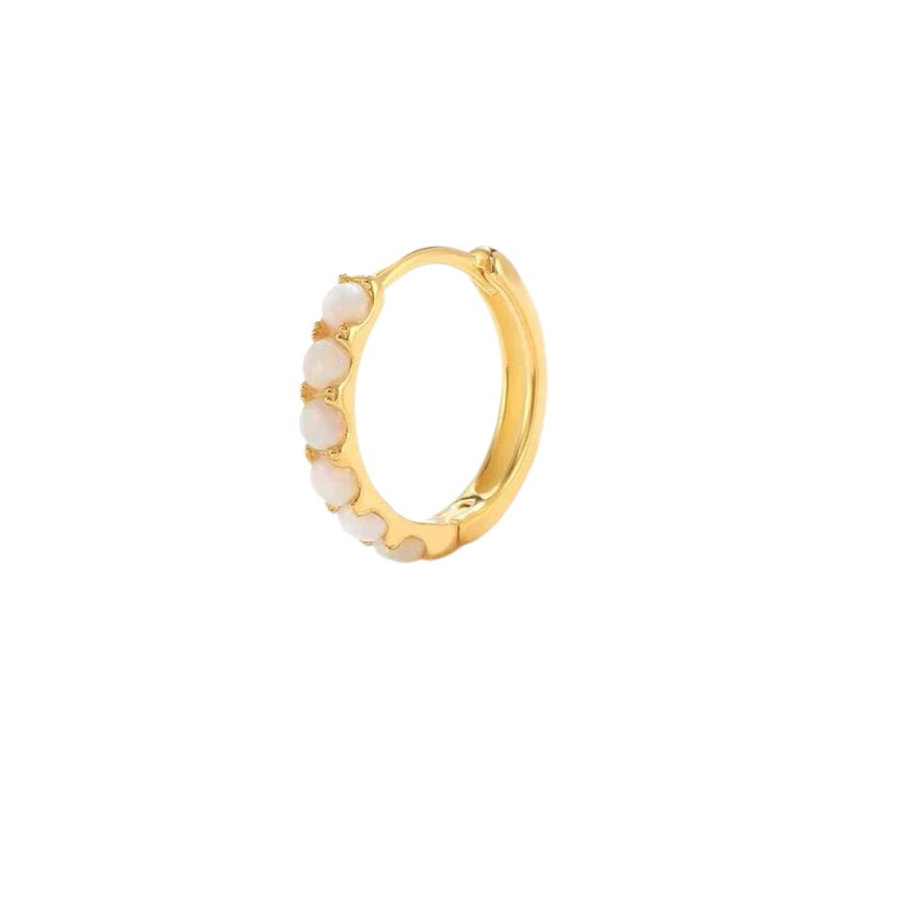 18kt Gold Plated Opal Stone Hoop Earrings, Belle (One single side) - Inaya Accessories