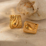 Load image into Gallery viewer, 18kt Gold Plated Chunky Textured Rectangle Stud Earrings, Advika - Inaya Accessories