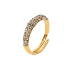 Load image into Gallery viewer, 18Kt Gold Plated Sleek Dome Zircon Studded Adjustable Ring, Krystal - Inaya Accessories
