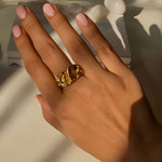 Load image into Gallery viewer, 18kt Gold Plated Irregular Lava Textured Ring, Alana - Inaya Accessories
