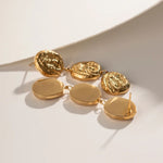 Load image into Gallery viewer, 18kt Gold Plated Triple Textured Round Earrings, Aarna - Inaya Accessories