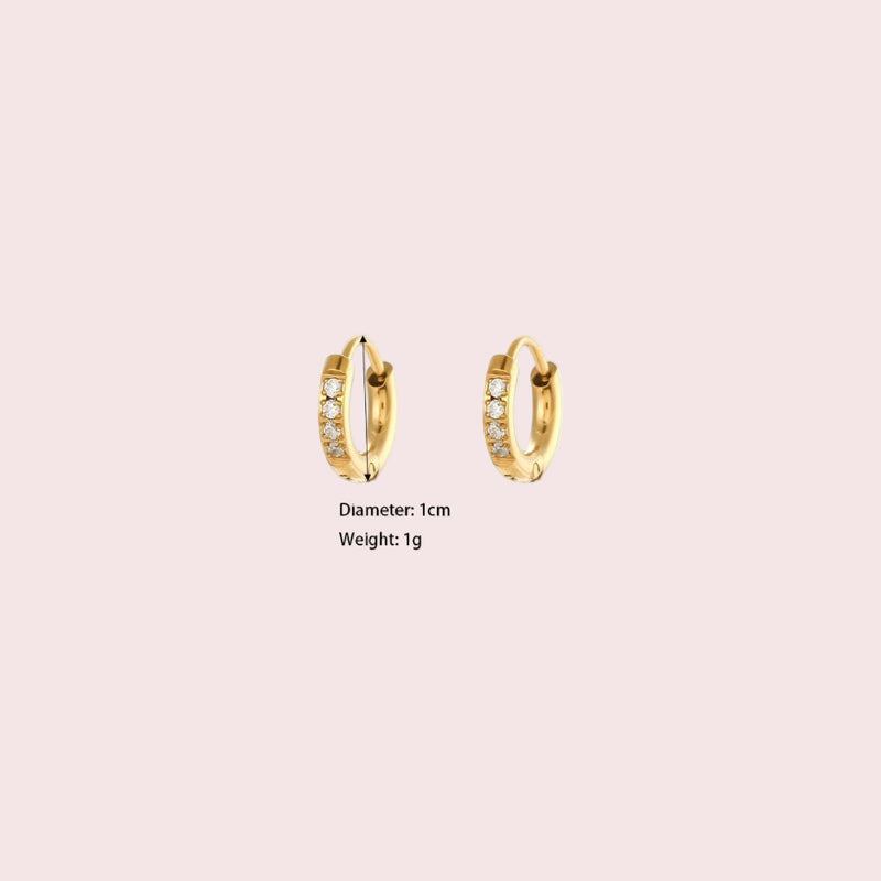 18 KT Gold Plated Dainty Piercing Huggies, Pari - Inaya Accessories