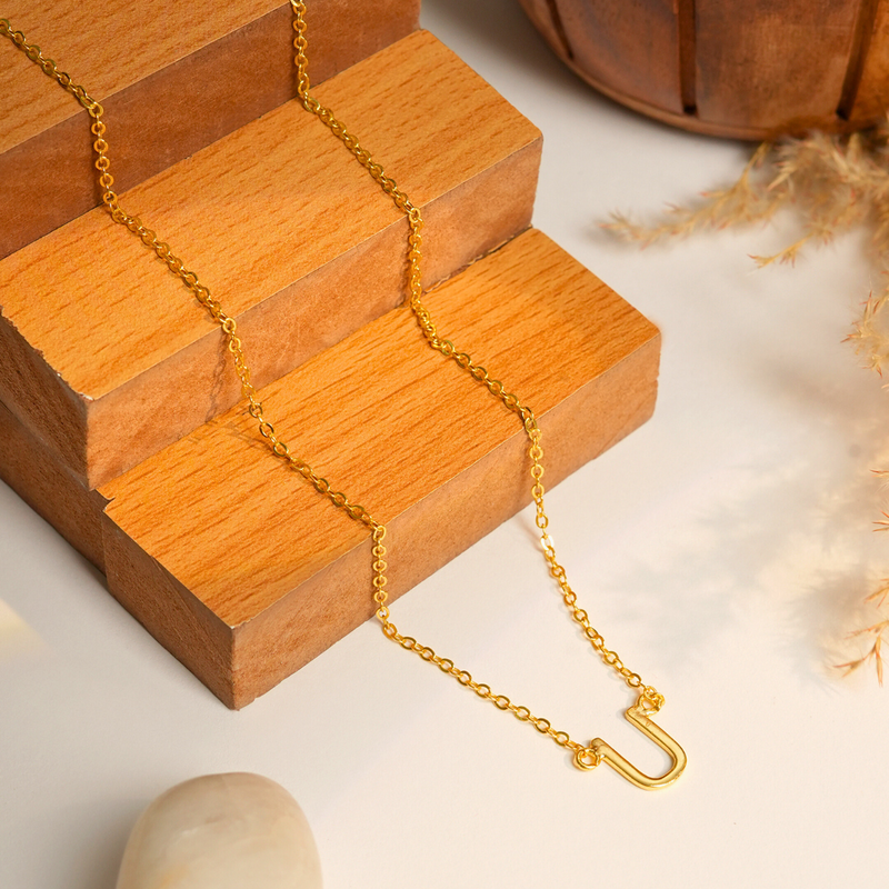Inaya 18 KT Gold Plated Stainless Steel Chic Personalised Capital Initial  Necklace