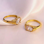 Load image into Gallery viewer, Gold Plated Ribbed Solitaire Ring, Flux
