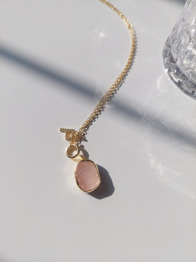 Druzy Initial Pendant Necklace - Inaya Accessories