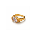 Load image into Gallery viewer, Gold Plated Ribbed Solitaire Ring, Flux
