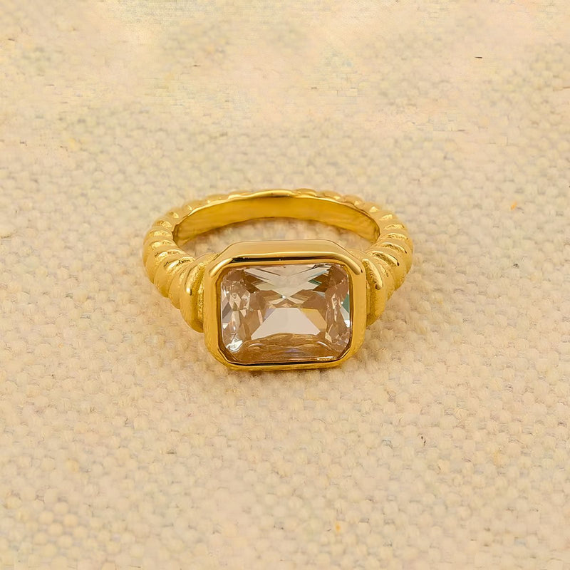 18K Gold Plated Vintage Square Band, Nuri