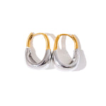 Load image into Gallery viewer, 18K Gold Plated Two-Tone Huggie Hoop Earring, Nyla
