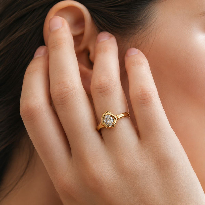 18K Gold Plated Minimalist Crystal Band, Blaze